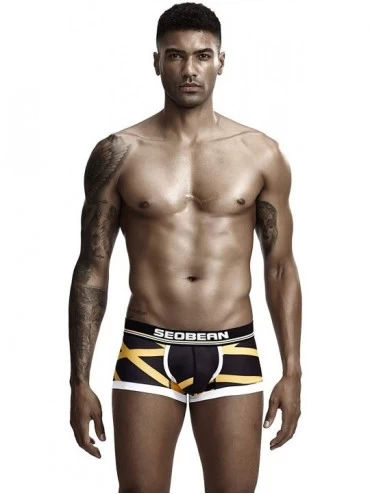 Boxer Briefs Mens Low Rise Sexy Visual Arts Boxer Brief Trunks Underwear - 90224 Stripe - CT18XH06O5T $16.96