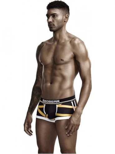 Boxer Briefs Mens Low Rise Sexy Visual Arts Boxer Brief Trunks Underwear - 90224 Stripe - CT18XH06O5T $16.96
