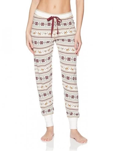Bottoms Women's Lounge Banded Pajama Pant - Ivory - C2182X7DZAL $52.84