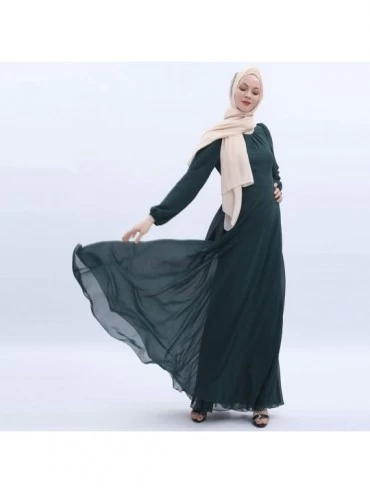 Robes Womens Long Sleeve Maxi Dress Muslim Abaya Robe Plain Simple Modern Islamic Arabic Style Casual Dress 243 dark Green - ...