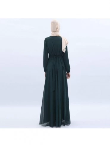 Robes Womens Long Sleeve Maxi Dress Muslim Abaya Robe Plain Simple Modern Islamic Arabic Style Casual Dress 243 dark Green - ...
