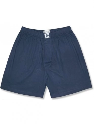 Boxers Mens Solid Navy Blue Color Boxer 100% Knit Cotton Shorts - C511IVBI0VX $27.40