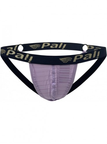 G-Strings & Thongs Sexy Men's Hybrid Thong & Jockstrap Underwear Nylon Jock Strap - Purple - CR197SCNI6M $33.61