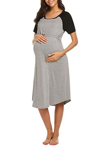 Thermal Underwear Women's Maternity Dress Nursing Nightgown Breastfeeding Nightshirt Sleepwear - Gray - CW18TRQA8XZ $33.33