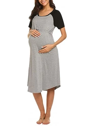 Thermal Underwear Women's Maternity Dress Nursing Nightgown Breastfeeding Nightshirt Sleepwear - Gray - CW18TRQA8XZ $28.14