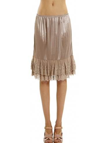 Slips Lace Half Slip Skirt Extender - Mocha - CB11L8A7PJB $43.86