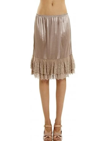 Slips Lace Half Slip Skirt Extender - Mocha - CB11L8A7PJB $17.43