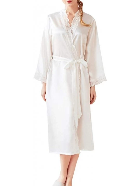 Tops Women Summer Lingerie Lace Robe Cloth Babydoll Nightdress Sleepwear Coat - White - CS18UNW0DSG $24.78