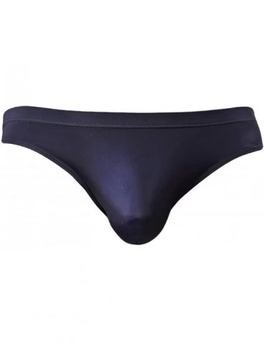 Briefs Men's Sexy Ice Silk Bikini Underwear Low Rise Seamless Breathable Briefs - Black - C4180CXMG0U $18.17