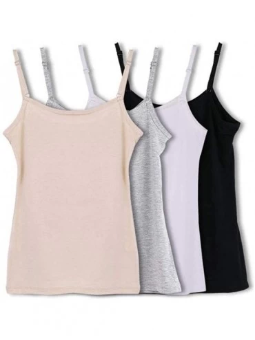 Camisoles & Tanks Womens Basic Solid Color Adjustable Vest Spaghetti Strap Tank Top Camisole (White) - Size M - Skin - CF197T...