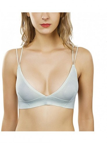 Bras Bralette Seamless Material of Really Soft Sexy Cross Straps Triangle Cups - Green - CJ187Q80XMO $23.02