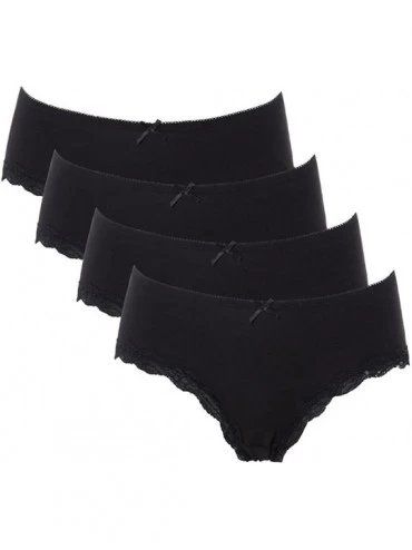 Panties Womens Cotton Underwear Hipster Panties Lace Trim Briefs Pack of 4 - All Black 4 Pack - C918D2LANUU $33.27