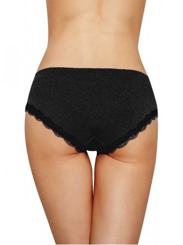Panties Womens Cotton Underwear Hipster Panties Lace Trim Briefs Pack of 4 - All Black 4 Pack - C918D2LANUU $22.48