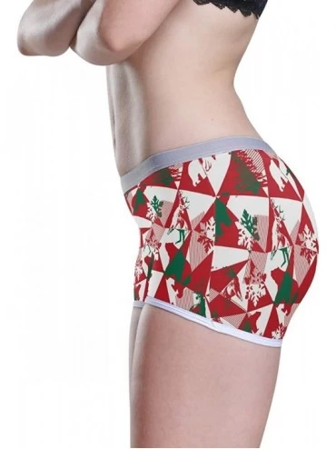 Panties Boyshort Panties Women's Patriotic Retro Classic American Flag Soft Underwear Briefs - Polygonal Winter Bear Deer - C...