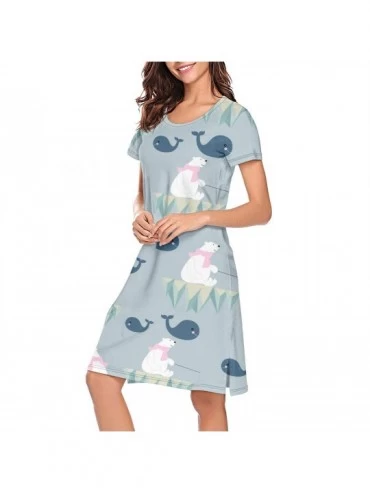Nightgowns & Sleepshirts Womens Nightdress Winter Polar Bear Party Decorations Short Sleeve Long Skirt Soft Breathable Casual...