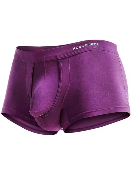Boxer Briefs Men Sexy Solid Triangle Briefs Underwear Bullet Separation Bulge Pouch Letter Print Flat Bottom Underpants - Pur...