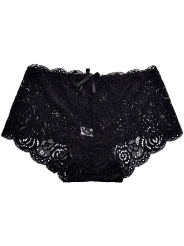 Thermal Underwear Women Panties Briefs- Sexy Lace Underwear Low Waist Mesh Hollow Out Lingerie Underpants - Black - CE1960S3C...