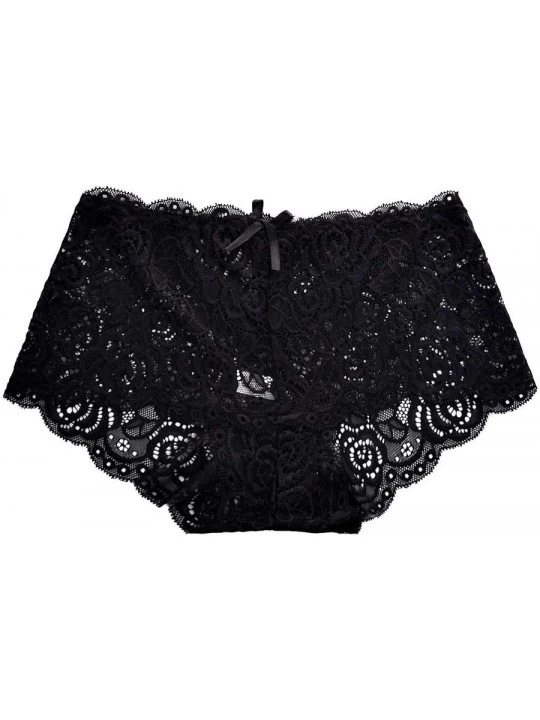 Thermal Underwear Women Panties Briefs- Sexy Lace Underwear Low Waist Mesh Hollow Out Lingerie Underpants - Black - CE1960S3C...
