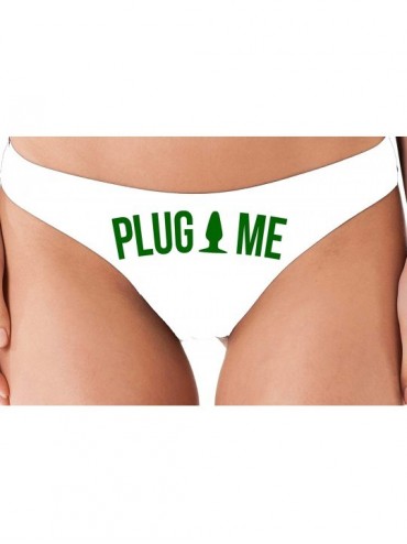 Panties Anal Plug Me Funny Cute Sexy White Thong for Daddys Butt Slut - Forest Green - C018NUW48ER $31.96