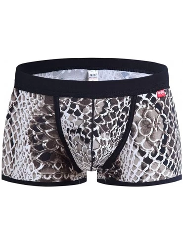Boxer Briefs Sexy Underpants Mens U Convex Pocket Camouflage Sports Breathable Plain Pants - Khaki - C618KR4CRSQ $34.40