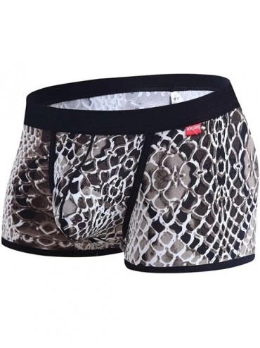 Boxer Briefs Sexy Underpants Mens U Convex Pocket Camouflage Sports Breathable Plain Pants - Khaki - C618KR4CRSQ $22.94