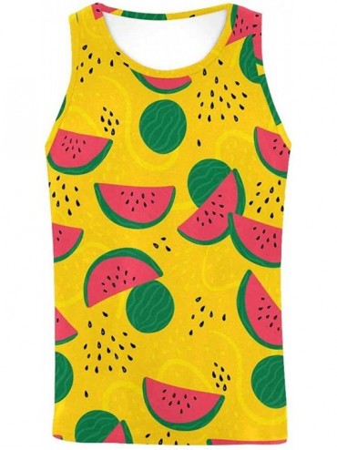Undershirts Men's Muscle Gym Workout Training Sleeveless Tank Top Fruit Neon Pineapple Cherry - Multi4 - C419CO6A87R $61.87