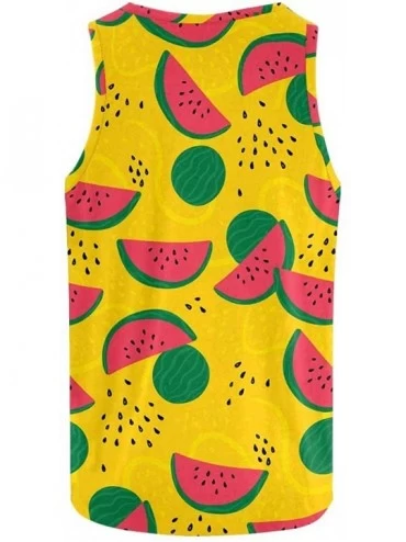 Undershirts Men's Muscle Gym Workout Training Sleeveless Tank Top Fruit Neon Pineapple Cherry - Multi4 - C419CO6A87R $52.03