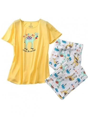 Sets Women's Sleepwear Tops with Capri Pants Pajama Sets - Hump Day - CU18Q7GZN6L $42.38