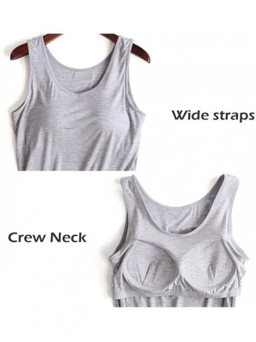 Camisoles & Tanks Womens Modal Padded Built-in-Bra Tanks Tops Crew Neck Wireless Bra Camisole Casual Slim-Fit Shirts Tee Plus...