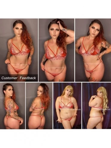 Baby Dolls & Chemises Womens 2 Pieces Lingerie Set Sexy Bra and Panty Set Mini Babydoll - Red - CP19C946YR6 $17.35