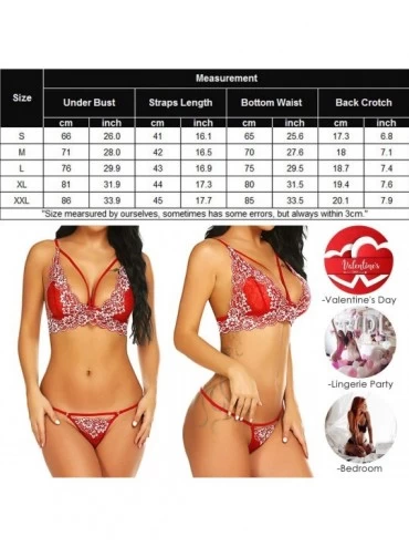 Baby Dolls & Chemises Womens 2 Pieces Lingerie Set Sexy Bra and Panty Set Mini Babydoll - Red - CP19C946YR6 $17.35