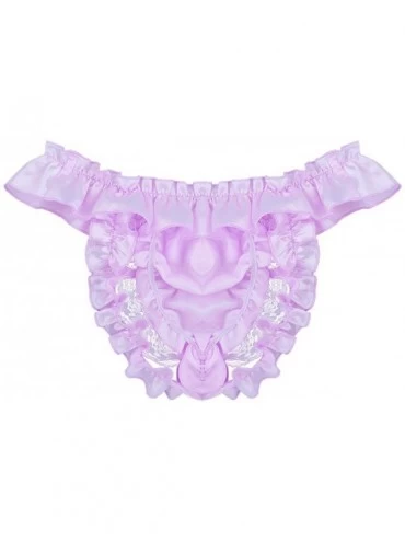 G-Strings & Thongs Men's Sissy Skirted Panties Satin Frilly Lace Briefs Thongs Jockstraps Underwear - Purple 2 - CY18L2YDRGL ...