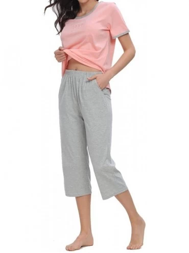 Sets Women's Pajama Sets with Capri Pants and Sleepwear Tops -Ladies Cute Print Pjs Sets - 05-pink - CF1954TAO3D $21.70