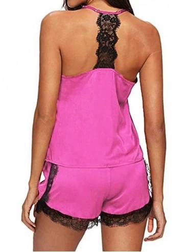 Sets Lingerie for Women Sexy-Elegant Sleepwear Strap Sleepwear Cami Pajama - Pink - C818X6UDA0O $11.08