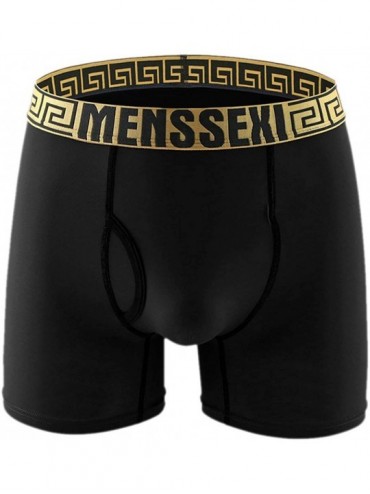 Boxer Briefs Men's Boxer Briefs Ice Silk Underwear Open Fly with Pouch - Black - CE18SMUHXO0 $11.68