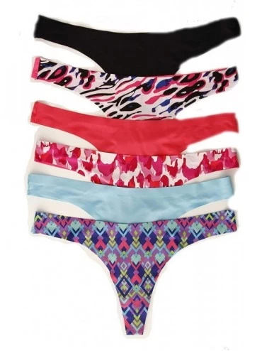 Panties Laser Cut Thongs Panties for Women (Pack of 6) - Group 1 - CP12NTX0L9T $14.80