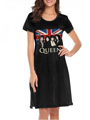 Nightgowns & Sleepshirts Women's Queen-Rock-Band-Freddie-Mercury- Nightgowns Soft Sleep Dress Crew Neck Nightwear - White-113...