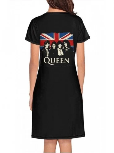 Nightgowns & Sleepshirts Women's Queen-Rock-Band-Freddie-Mercury- Nightgowns Soft Sleep Dress Crew Neck Nightwear - White-113...