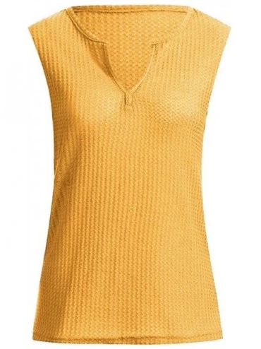 Camisoles & Tanks Women Halter Tank Tops Lace Crochet V Neck Strappy Loose Camisole Vests Shirt Blouse - X04-yellow - C419C6N...