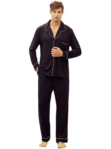 Sleep Sets Men's Pajama Set Bamboo Modal Sleepwear Button-Down Long Sleeve Pj Set - CL18Q7IW8W2 $78.22