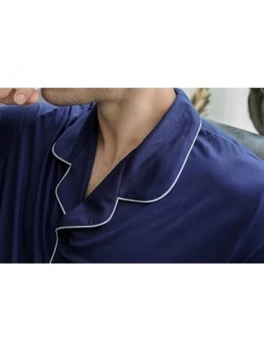 Sleep Sets Men's Pajama Set Bamboo Modal Sleepwear Button-Down Long Sleeve Pj Set - CL18Q7IW8W2 $44.70