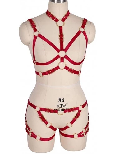 Garters & Garter Belts Women's Body Harness Set Carnival Garter Elastic Hollow Top Bra Punk Goth Clothing Accessories Clothin...
