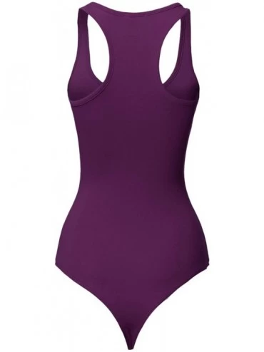Shapewear Women's Classic Solid Sleeveless V-Neck Bodysuit - Fewbsv0008 Grape - CT18ZG7HN67 $11.14