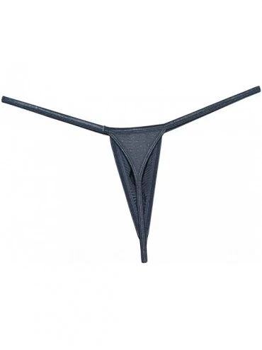 G-Strings & Thongs Sexy Men's Bulge Thong Underwear Shiny G-String Hipster Tangas Micro T-Back - Grey - CZ196I60D6W $10.99
