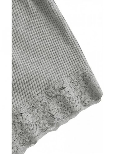 Sets Women's Ribbed Knit Pajamas Sets Lace Halter Cami Crop Tops and Shorts - Grey - CQ194CAAYTE $19.99