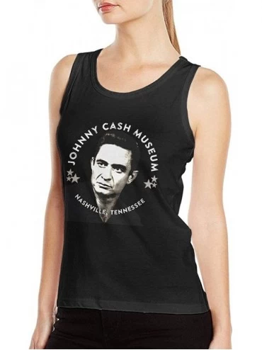 Camisoles & Tanks Johnny Cash Museum Women's Sexy Tank Vest Casual Style Vest T Shirts Black - Black - CD19DDZZ46O $37.81