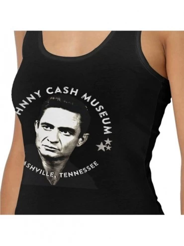 Camisoles & Tanks Johnny Cash Museum Women's Sexy Tank Vest Casual Style Vest T Shirts Black - Black - CD19DDZZ46O $15.84