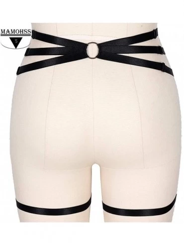 Garters & Garter Belts Womens Modern stylish Body Harness Punk Gothic Leg Caged Garter Belts Dance Underwear Accessories - Bl...