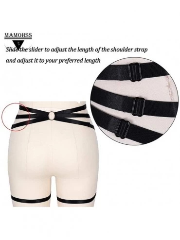 Garters & Garter Belts Womens Modern stylish Body Harness Punk Gothic Leg Caged Garter Belts Dance Underwear Accessories - Bl...