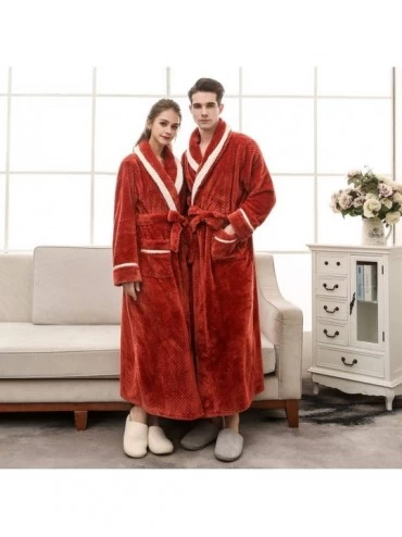 Robes Winter Robes for Women and Men- Couples Long Bathrobe Lover Nightgowns Coat Pajama Loungewear - Red - CG18ARMHU76 $31.73